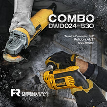 Cargar imagen en el visor de la galería, Taladro Perc. 1/2" 710Vv + Pulidora 4.1/2 Dewalt DWD024-B3O