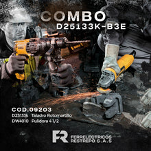 Cargar imagen en el visor de la galería, TALADRO ROTO. 800W 3 MOD + PULIDORA 4.1/2 DEWALT D25133K-B3E