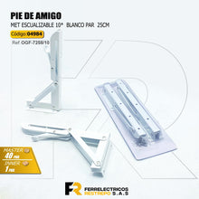 Cargar imagen en el visor de la galería, Pie amigo escualizable 10” pulg blanco par 25cm
