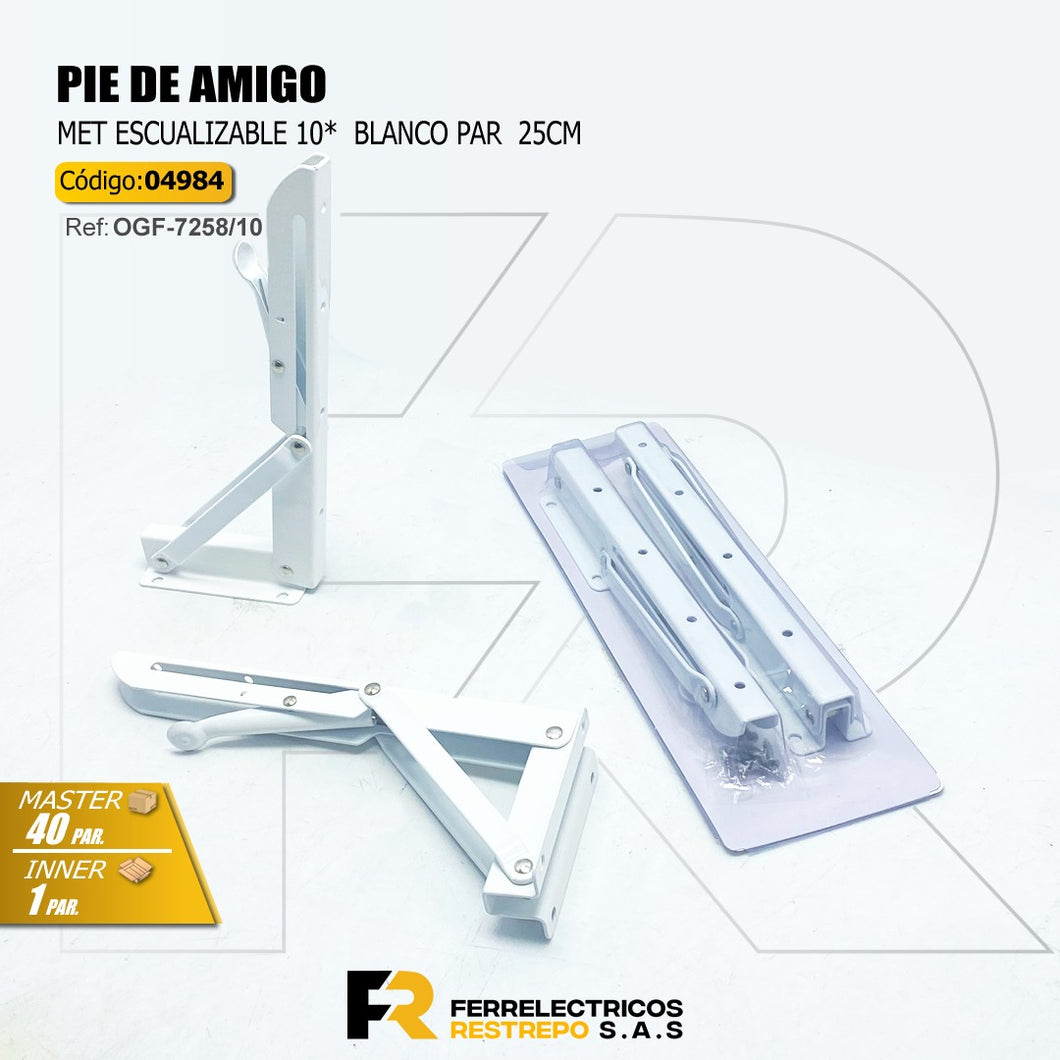 Pie amigo escualizable 10” pulg blanco par 25cm