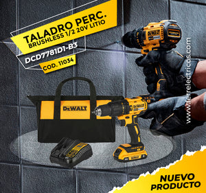 Taladro perc brushless 1/2 20v bateria Dcd7781D1-B3 Dewalt